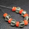Natural Carnelian Heishi Green Amethyst Round Cut Beads 6 Beads and Size 5-7mm approx.